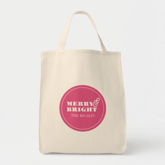 Bolsas de mano de Navidad rosadas (Frente)