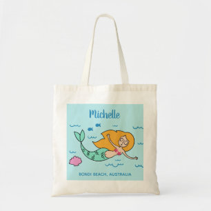 Bolsas de mano divertidas de sirena con nombre y u