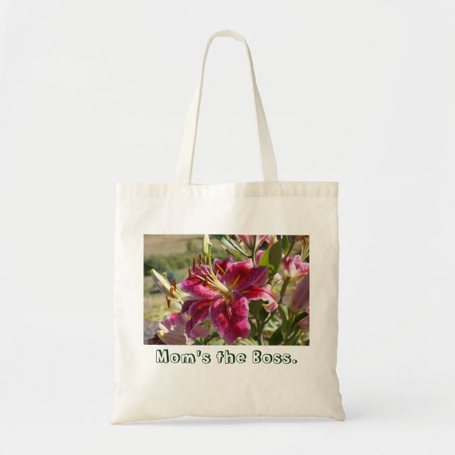 Bolsas de mano personalizadas Flores de lirio rosa (Frente)