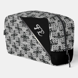 Bolsas de Monograma del patrón cuadrado blanco neg