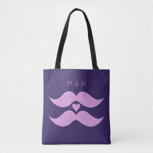 Bolsas de monograma personalizado de bigote rosa