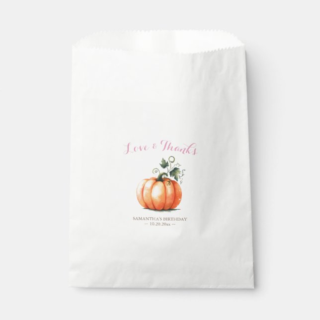 Bolsas de Naranja rosado de calabaza Baby Shower C (Anverso)