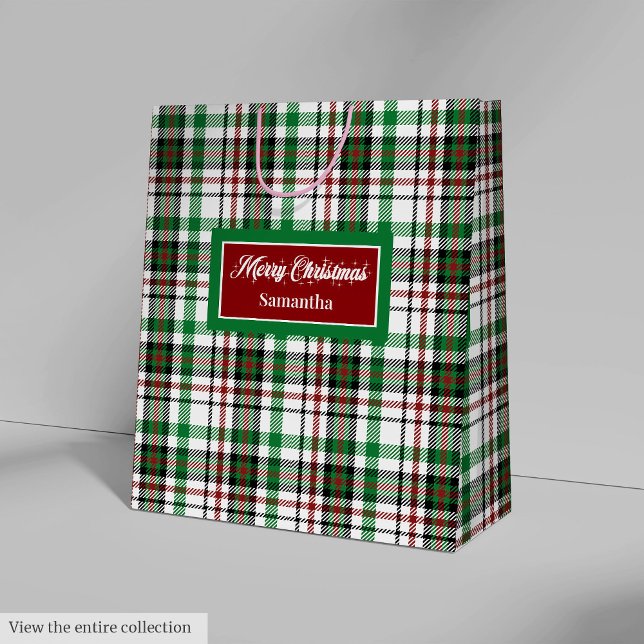 Bolsas de Navidad con Monograma Verdes y Rojas Fie (Green and Red Christmas Bags Monogram Holiday Style)