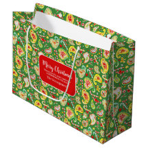 Bolsas de Navidad de agua de color paisley verde p