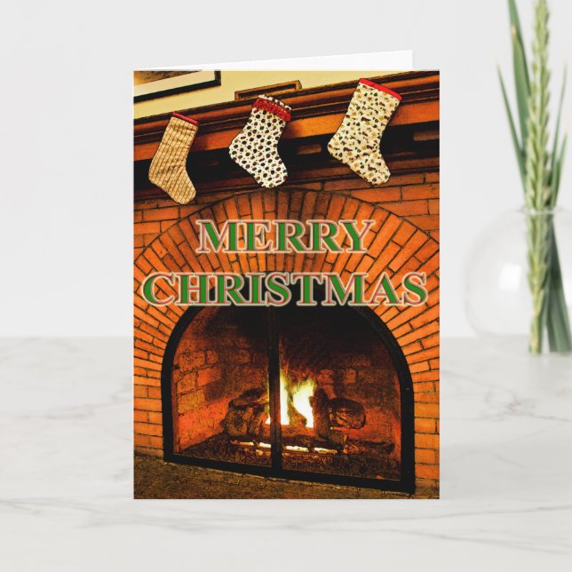 Bolsas de navidad y tarjeta de chimenea (Anverso)