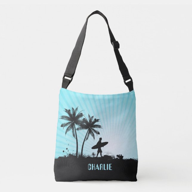 bolsas de nombres personalizadas Beach Surfer (Anverso)