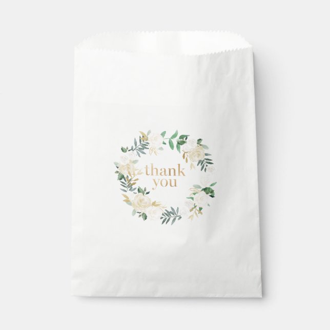 Bolsas de papel favoritas de bodas con flores blan (Anverso)