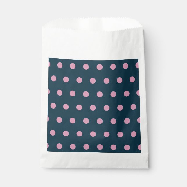 Bolsas de Polka Dot Favor (Azul Medianoche y Rosa  (Anverso)