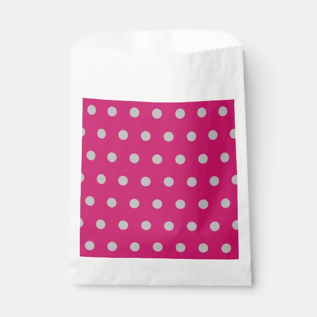Bolsas de Polka Dot Favor (Rosa caliente y Gris) (Anverso)