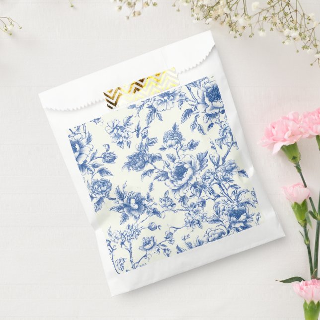 Bolsas de regalo azules de Chinoiserie floral (Sellado)
