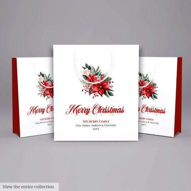 Bolsas de regalo botánicas de flores de Navidad cl (Classic Christmas Flowers Botanical Gift Bag

)