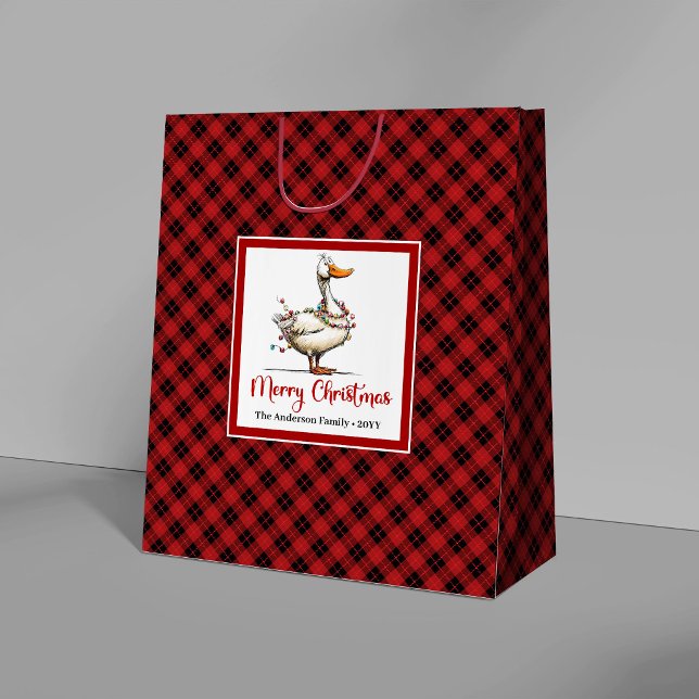 Bolsas de regalo caprichosas de dibujos animados d (Christmas Funny Goose Cartoon Whimsical Gift Bags)