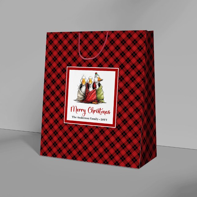 Bolsas de regalo caprichosas de gansos tontos dive (Christmas Funny Silly Geese Whimsy Gift Bags)