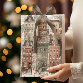 Bolsas de regalo | Casas de Navidad en acuarela el
