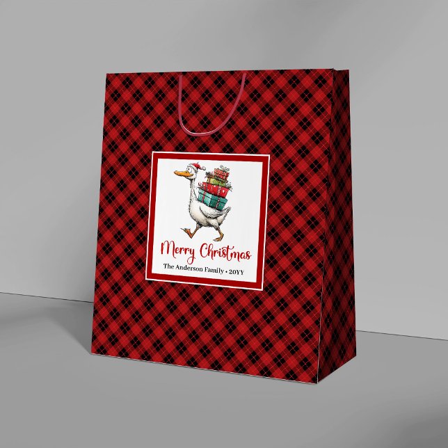 Bolsas de regalo con gansos divertidos de Navidad  (Christmas Funny Goose Minimalist Whimsy Gift Bags)