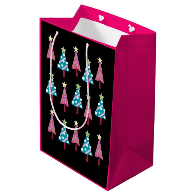 Bolsas de regalo de árboles de Navidad negros rosa (Angulo reverso)
