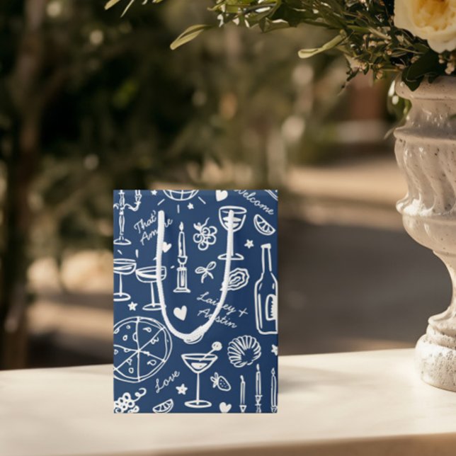 Bolsas de regalo de bienvenida Boda dibujadas a ma (Hand-Drawn Illustrated Wedding Welcome Gift Bags)