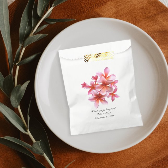 Bolsas de regalo de Boda de Plumeria Tropical Rosa (Subido por el creador)