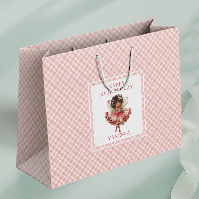 Bolsas de regalo de cumpleaños florales con rubor  (Pretty Fairy Girl Blush Floral Birthday Gift Bags

)