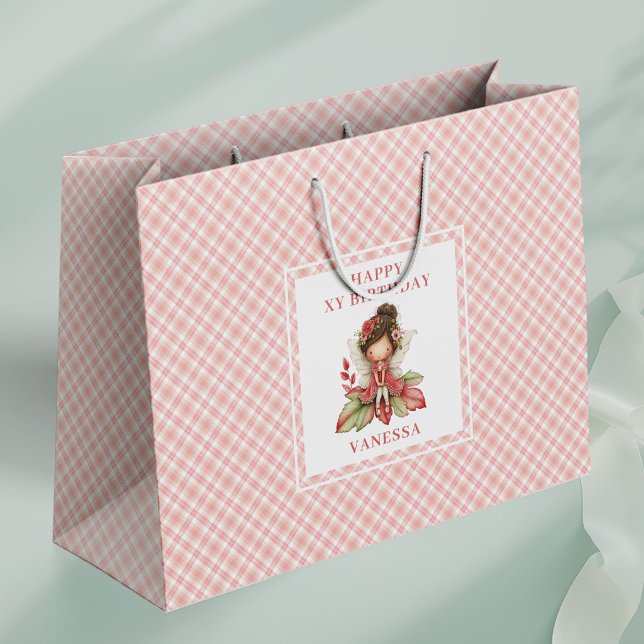 Bolsas de regalo de cumpleaños florales con rubor  (Serene Fairy Girl Blush Floral Birthday Gift Bags

)