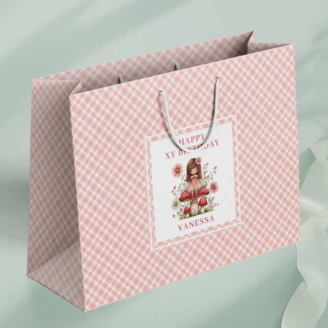 Bolsas de regalo de cumpleaños florales con rubor  (Chic Fairy Girl Blush Floral Birthday Gift Bags

)