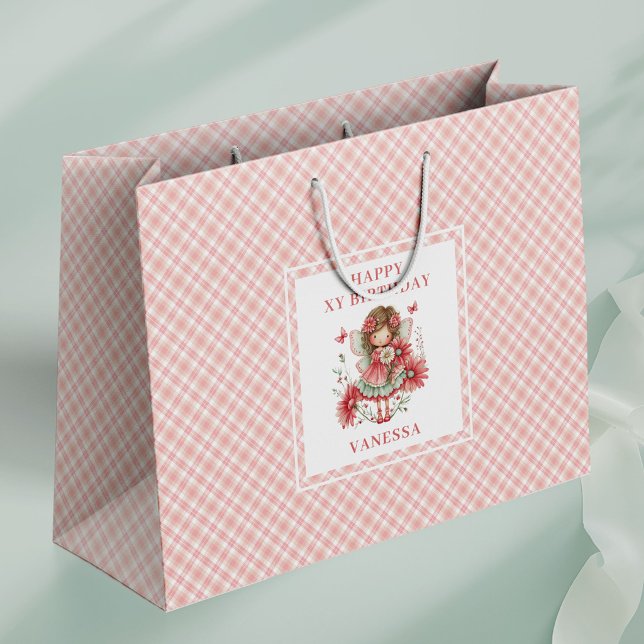 Bolsas de regalo de cumpleaños florales de niña ha (Lovely Fairy Girl Blush Floral Birthday Gift Bags

)