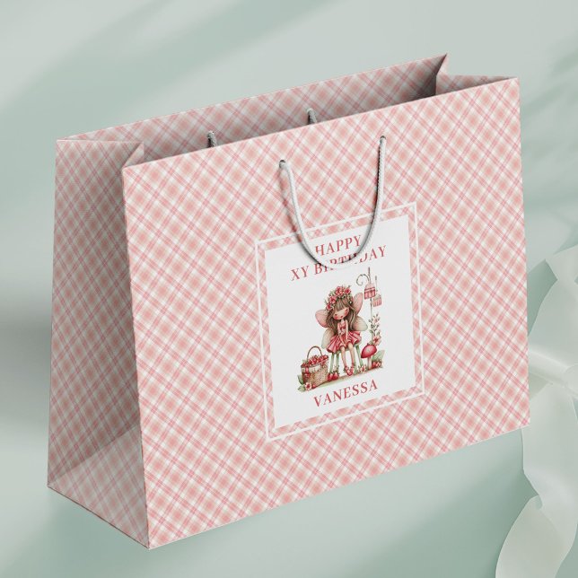 Bolsas De Regalo De Cumpleaños Florales Sonrojadas (Cute Fairy Girl Blush Floral Birthday Gift Bags

)
