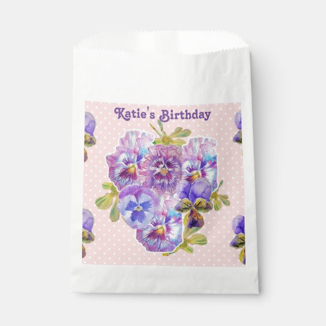 Bolsas de regalo de fiesta con flores de pensamien (Anverso)