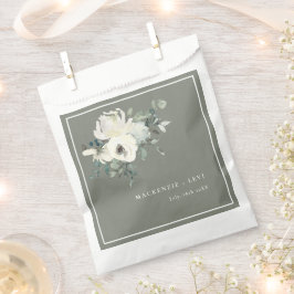 Bolsas de regalo de flores acuarela verde oliva rú