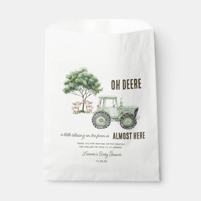 Bolsas de regalo de granja con tractor verde acuar (Anverso)