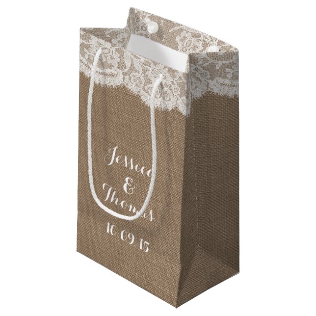 Bolsas de regalo de la colección de Bodas Burlap & (Angulo Anverso)
