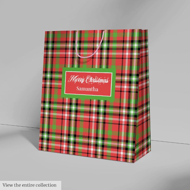 Bolsas de regalo de Navidad DIY Clásico Tartán Ace (DIY Christmas Gift Bags Classic Tartan Accent Wrap)