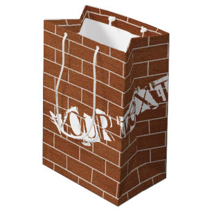 Bolsas de regalo de pared de ladrillo con texto pe