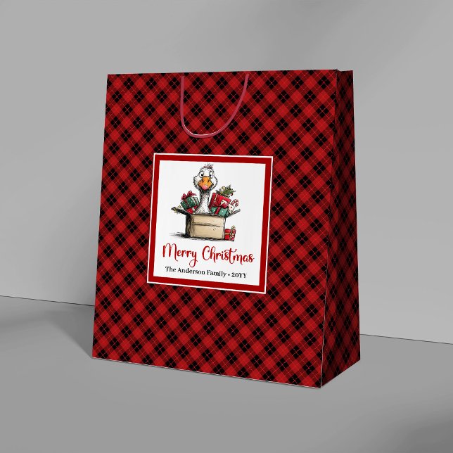 Bolsas de regalo divertidas con humor de ganso de  (Christmas Cartoon Goose Humor Playful Gift Bags)
