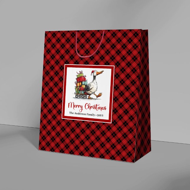Bolsas de regalo mínimas caprichosas de ganso dive (Christmas Funny Goose Whimsical Minimal Gift Bags)