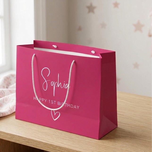 Bolsas de regalo personalizadas de cumpleaños rosa (Subido por el creador)