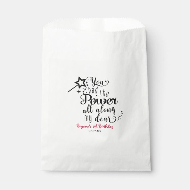 Bolsas de regalos de cumpleaños Oz negro y blanco (Anverso)