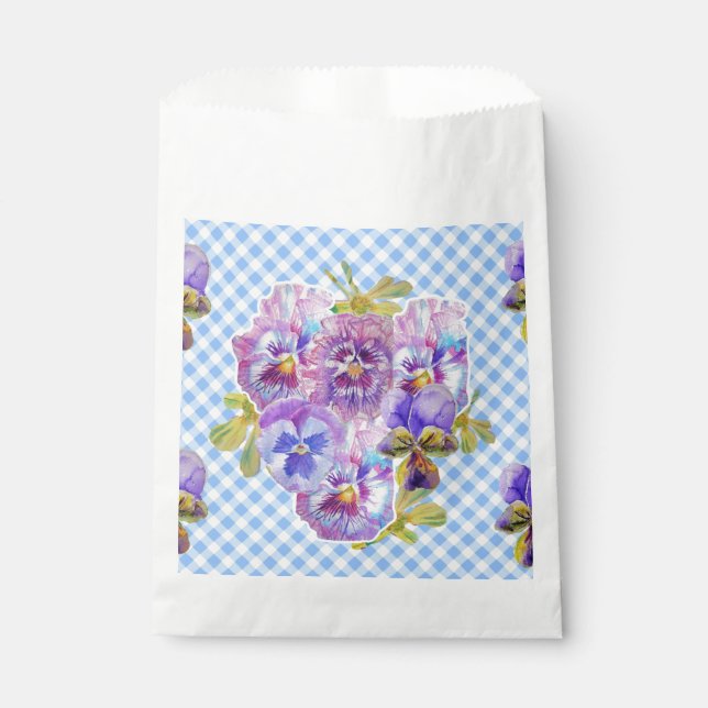 Bolsas de regalos de fiesta con flores de pensamie (Anverso)