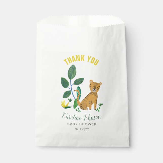 Bolsas de regalos de fiesta de Baby Shower | Tigre (Anverso)