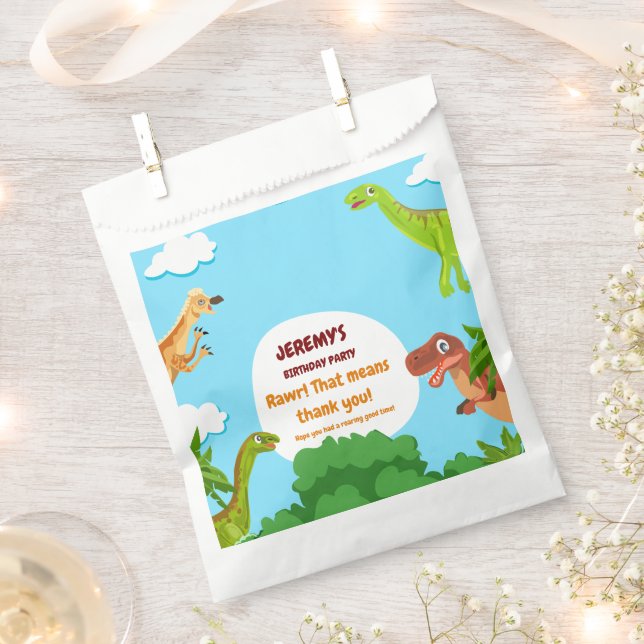 Bolsas de regalos de fiesta de cumpleaños de dinos (Cortado)