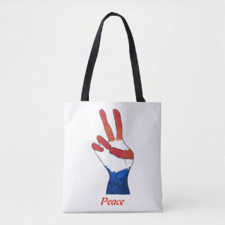 Bolsas de señas de la mano de signo de paz azul y