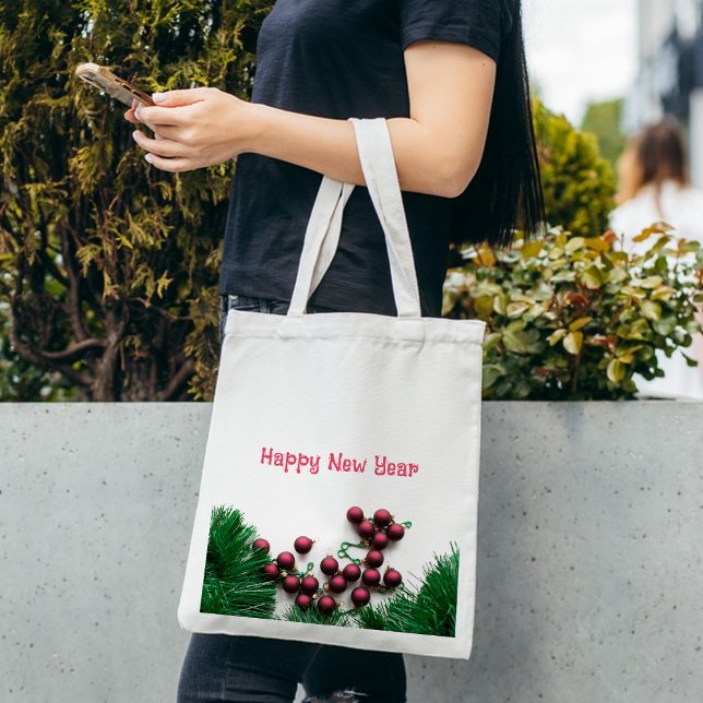 Bolsas de toques en baudible para Navidades rosado (Pink Christmas Bauble Tote Bags
)