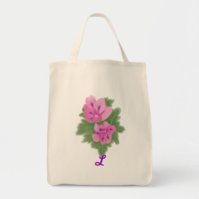 Bolsas De Tote De Monograma Rosa Morado Geranio Bo (Frente)