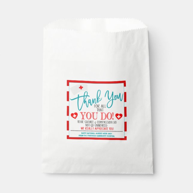 Bolsas de tratamientos de apreciación de enfermera (Anverso)