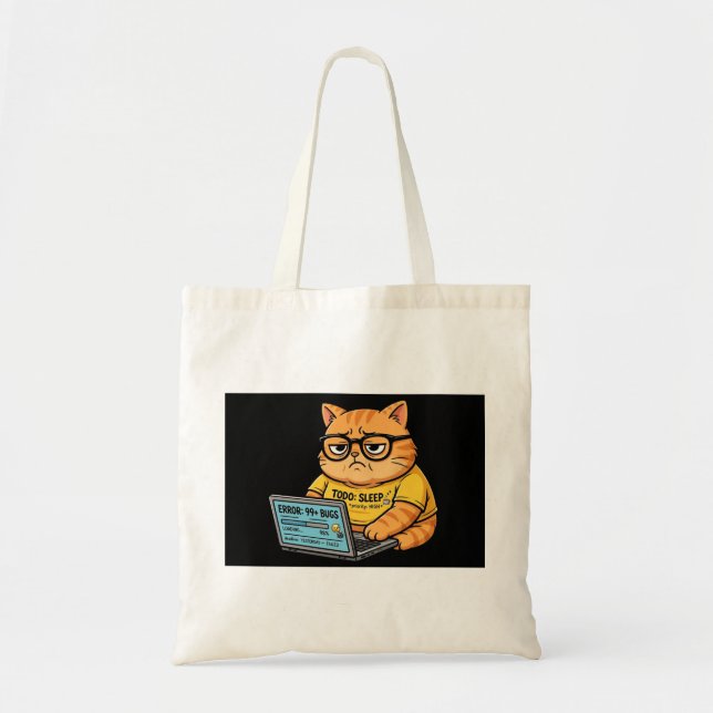 Bolsas divertidas de gato naranja programador (Frente)
