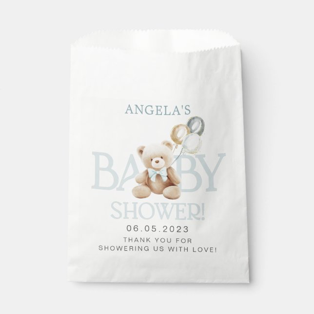 Bolsas favoritas de Baby Shower de Oso Azul (Anverso)