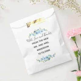Bolsas favoritas de boda floral azul personalizada
