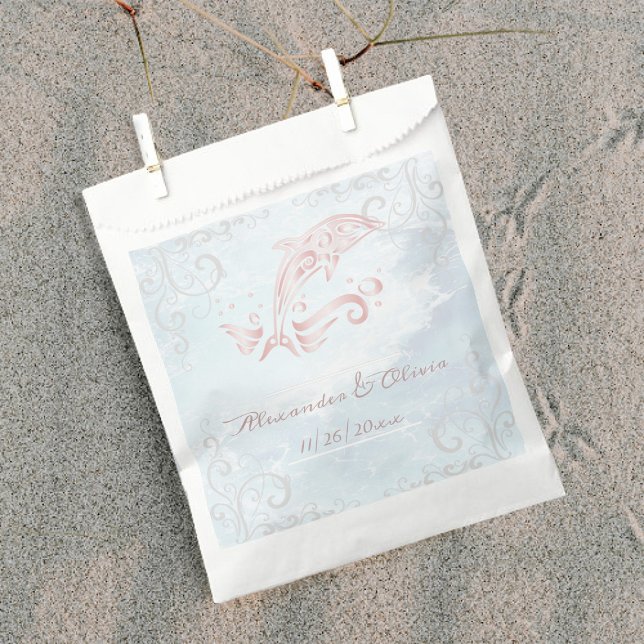 Bolsas favoritas de bodas de delfines rosados (Pink Dolphin Wedding Favor Bags)