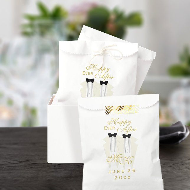 Bolsas favoritas de bodas en monograma negro de es (Happy Ever After! Two groom wedding and need favor bags? Just add your initials and wedding date)