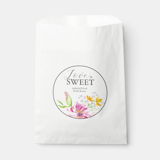 Bolsas favoritas de ducha con flores rosadas (Anverso)